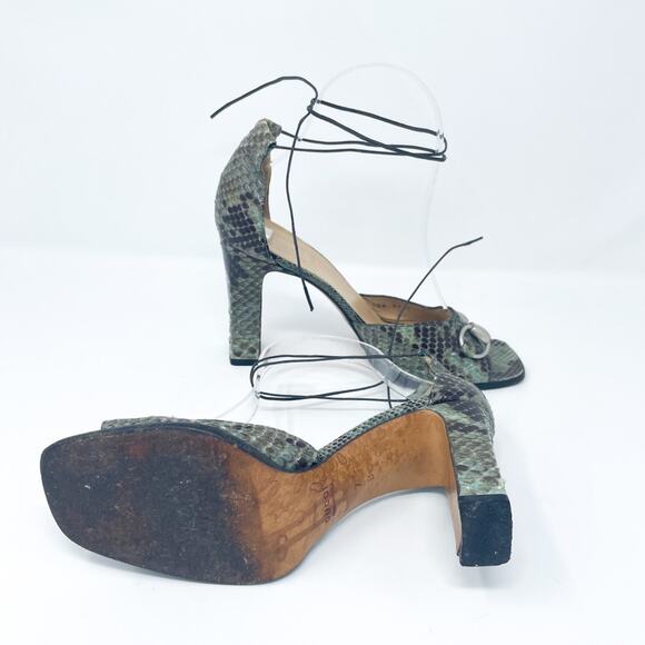 Vintage 90’s Gucci Tom Ford SS Python Horsebit Lace Up Block Heels 7 - Picture 7 of 8